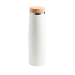 Gourde thermos en inox avec couvercle en bambou naturel 550ml couleur blanc Vue 1