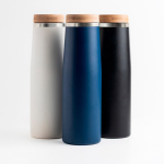 Gourde thermos en inox avec couvercle en bambou naturel 550ml