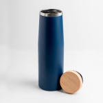Gourde thermos en inox avec couvercle en bambou naturel 550ml vue 3