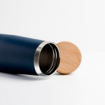 Gourde thermos en inox avec couvercle en bambou naturel 550ml vue 5