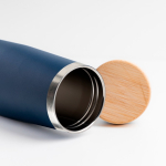Gourde thermos en inox avec couvercle en bambou naturel 550ml vue 3