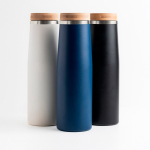 Gourde thermos en inox avec couvercle en bambou naturel 550ml vue plusieurs couleurs