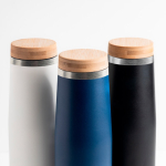 Gourde thermos en inox avec couvercle en bambou naturel 550ml vue 4