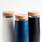 Gourde thermos en inox avec couvercle en bambou naturel 550ml vue 5