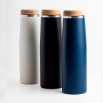 Gourde thermos en inox avec couvercle en bambou naturel 550ml