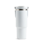 Mug isotherme en inox avec double couvercle et anse pliable 900ml couleur blanc vue 2