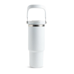 Mug isotherme en inox avec double couvercle et anse pliable 900ml couleur blanc vue 3
