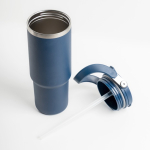 Mug isotherme en inox avec double couvercle et anse pliable 900ml