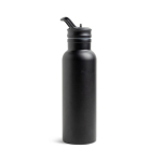 Bouteille thermos en inox avec anse fixe et paille pliable 500ml couleur noir Vue 1