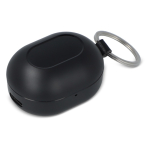 Petits écouteurs dans un boîtier format porte-clés couleur noir deuxième vue