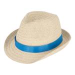 Chapeau de paille personnalisable avec ruban de plusieurs couleurs couleur bleu