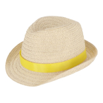 Chapeau de paille personnalisable avec ruban de plusieurs couleurs couleur jaune