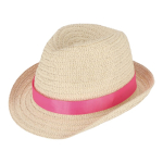Chapeau de paille personnalisable avec ruban de plusieurs couleurs couleur rose
