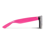 Lunettes de soleil avec verres miroir UV400 et branches colorées couleur rose troisième vue
