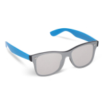 Lunettes de soleil avec verres miroir UV400 et branches colorées couleur bleu ciel