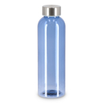 Bouteille en plastique recyclé avec bouchon argenté 500 ml couleur bleu transparent