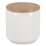 Pot en céramique 550 ml avec couvercle en bambou pour aliments couleur blanc