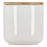 Pot en céramique 550 ml avec couvercle en bambou pour aliments couleur blanc deuxième vue