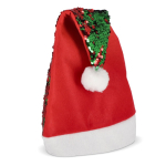 Bonnet de Père Noël original en sequins bicolores couleur rouge