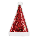 Bonnet de Père Noël original en sequins bicolores couleur rouge troisième vue
