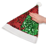 Bonnet de Père Noël original en sequins bicolores couleur rouge sixième vue