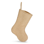 Chaussette de Noël au design rustique en jute avec couture sur le bord couleur naturel