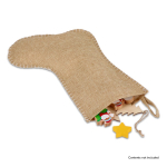 Chaussette de Noël au design rustique en jute avec couture sur le bord couleur naturel troisième vue