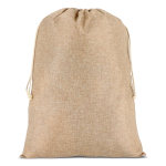 Sac cadeau au design rustique en jute avec cordon de fermeture couleur naturel deuxième vue