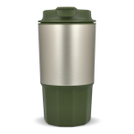 Mug de voyage en acier inoxydable avec couvercle anti-fuite 450 ml couleur vert olive troisième vue
