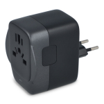Adaptateur de voyage compact compatible dans plus de 150 pays couleur noir