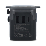 Adaptateur de voyage compact compatible dans plus de 150 pays couleur noir troisième vue