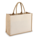 Sac en coton avec côtés et fond en jute 320 g/m² couleur beige