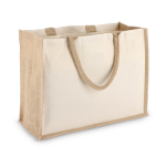 Sac en coton avec côtés et fond en jute 320 g/m² couleur beige deuxième vue