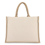 Sac en coton avec côtés et fond en jute 320 g/m² couleur beige troisième vue