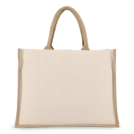 Sac en coton avec côtés et fond en jute 320 g/m² couleur beige quatrière vue