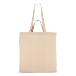 Sac en coton OEKO-TEX couleur naturelle à double anses 140 g/m² couleur beige quatrière vue