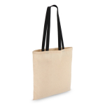 Tote bag en coton OEKO-TEX avec anses colorées 140 g/m² couleur noir