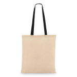 Tote bag en coton OEKO-TEX avec anses colorées 140 g/m² couleur noir troisième vue