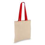 Tote bag en coton OEKO-TEX avec anses colorées 140 g/m² couleur rouge