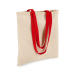 Tote bag en coton OEKO-TEX avec anses colorées 140 g/m² couleur rouge deuxième vue