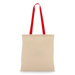 Tote bag en coton OEKO-TEX avec anses colorées 140 g/m² couleur rouge troisième vue