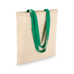 Tote bag en coton OEKO-TEX avec anses colorées 140 g/m² couleur vert deuxième vue