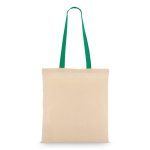 Tote bag en coton OEKO-TEX avec anses colorées 140 g/m² couleur vert troisième vue