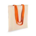 Tote bag en coton OEKO-TEX avec anses colorées 140 g/m² couleur orange deuxième vue