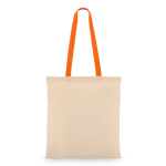 Tote bag en coton OEKO-TEX avec anses colorées 140 g/m² couleur orange troisième vue