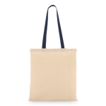 Tote bag en coton OEKO-TEX avec anses colorées 140 g/m² couleur bleu foncé troisième vue