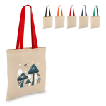 Tote bag en coton OEKO-TEX avec anses colorées 140 g/m²
