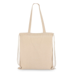 Sac 2 en 1, tote bag et sac à cordon en coton OEKO-TEX 140 g/m² couleur beige troisième vue