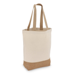 Sac en coton avec soufflet inférieur et anses en jute 320 g/m² couleur beige
