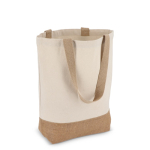 Sac en coton avec soufflet inférieur et anses en jute 320 g/m² couleur beige deuxième vue